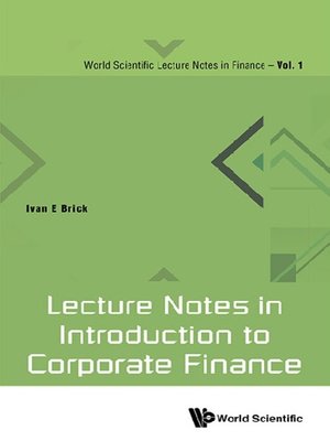 cover image of Lecture Notes In Introduction to Corporate Finance